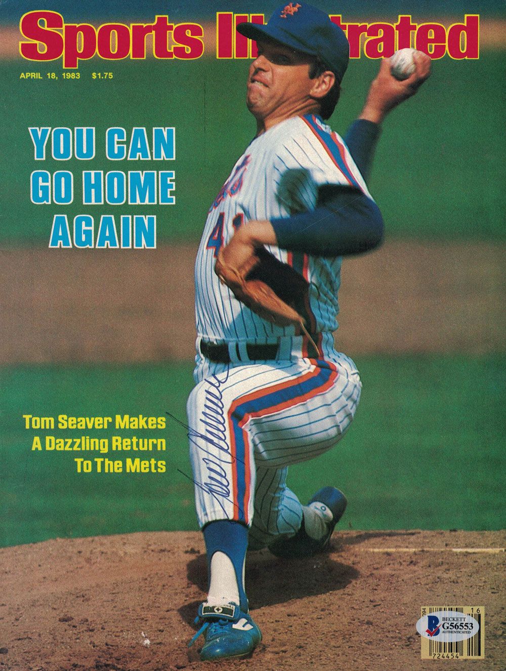Tom Seaver Autographed New York Mets 1983 Sports Illustrated Cover Page BAS