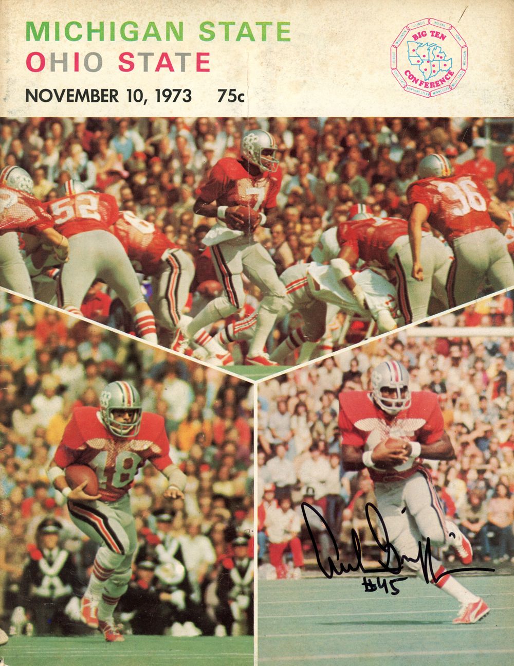 Archie Griffin Signed 11/10/1973 Ohio St vs Michigan St Magazine Beckett