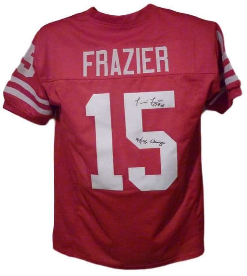 Tommie Frazier Autographed Nebraska Cornhuskers Size XL red jersey w/94/95 Natl Champs