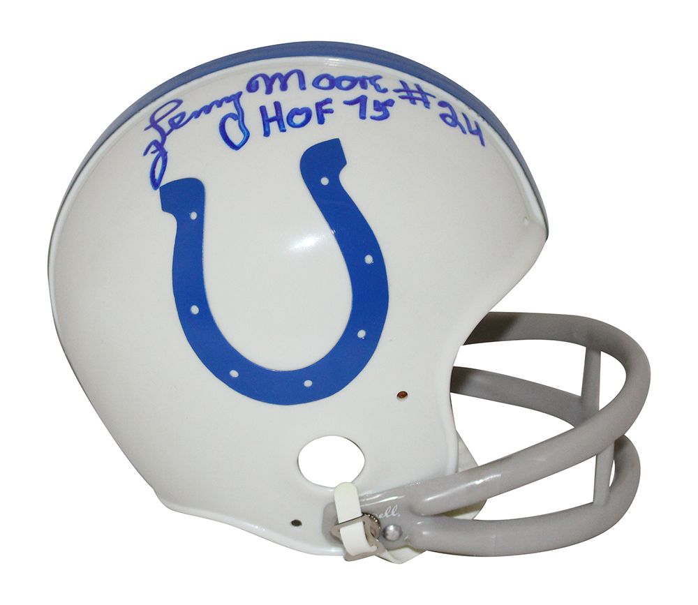 Art Donovan &amp; Lenny Moore Signed Baltimore Colts 2 Bar Mini Helmet BAS