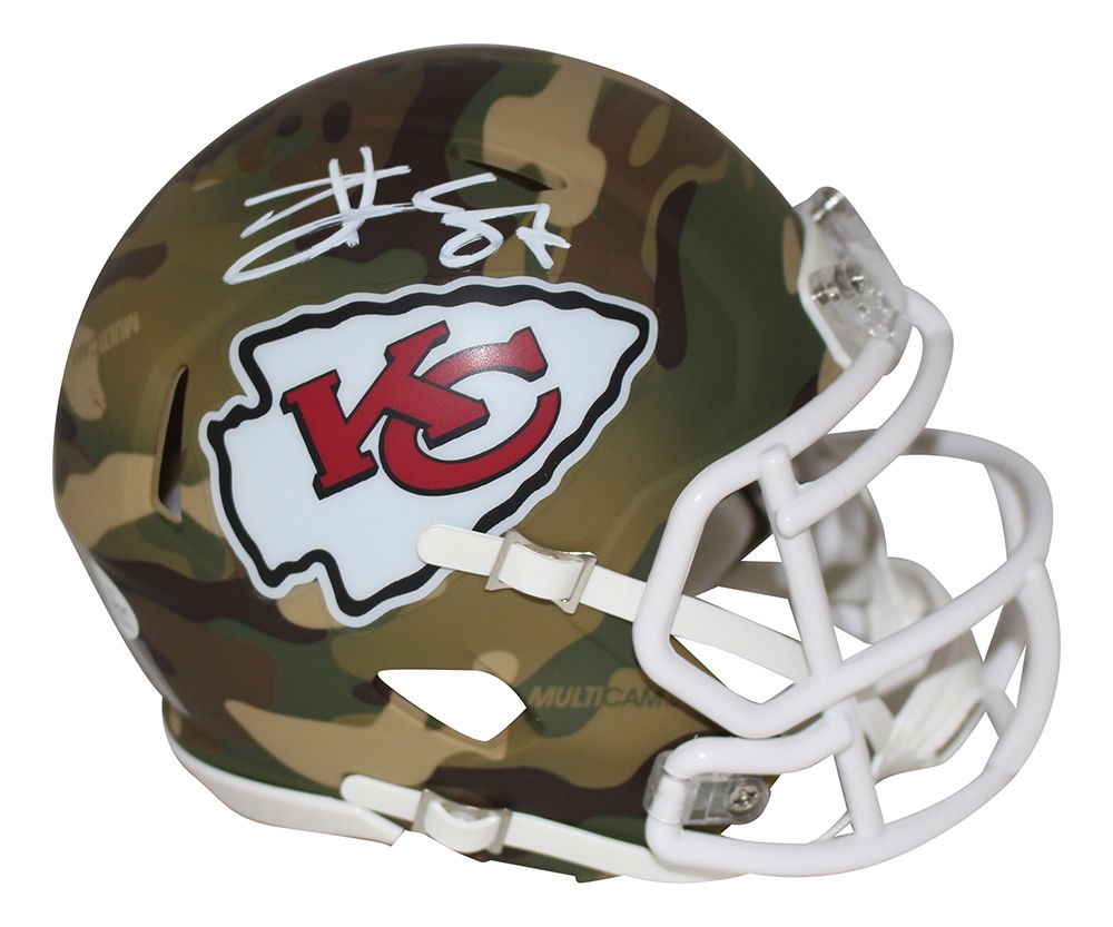 Travis Kelce Autographed/Signed Kansas City Chiefs Camo Mini Helmet BAS