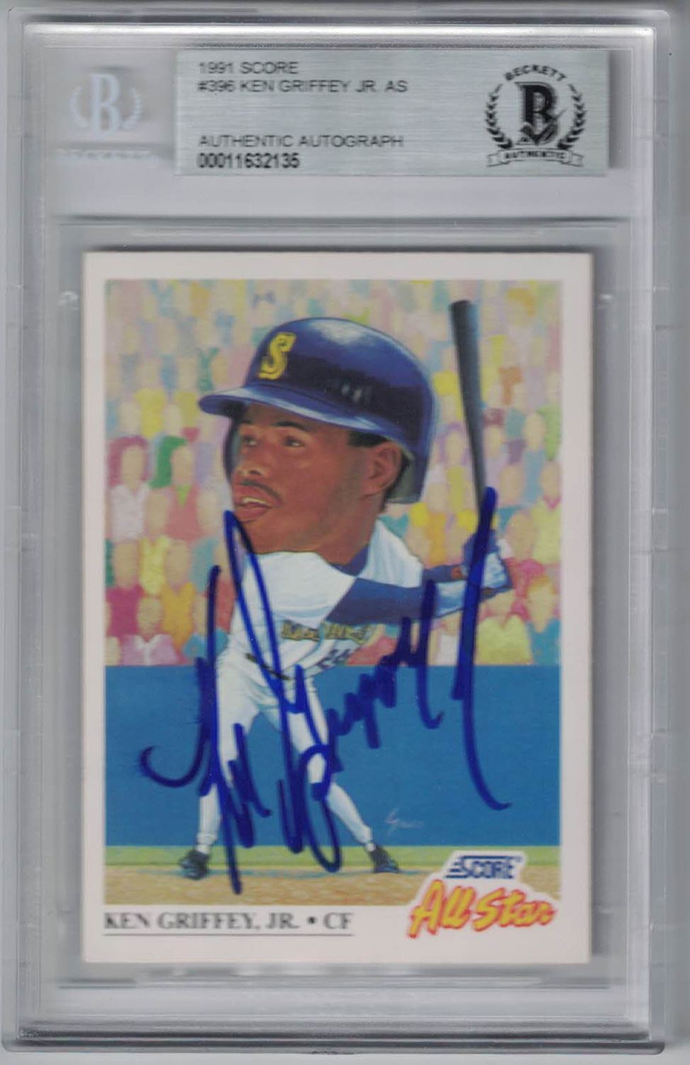Ken Griffey Jr Autographed Seattle Mariners 1991 Score Trading Card BAS