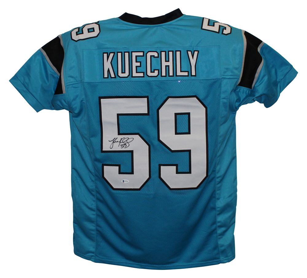 Luke Kuechly Autographed/Signed Carolina Panthers Blue XL Jersey BAS