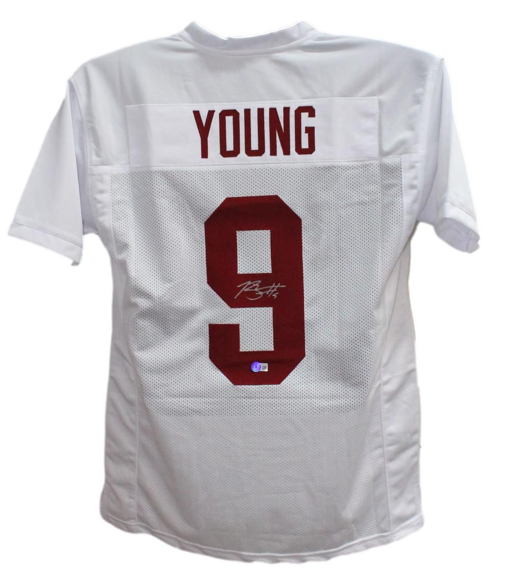Bryce Young Autographed/Signed College Style White XL Jersey Beckett BAS