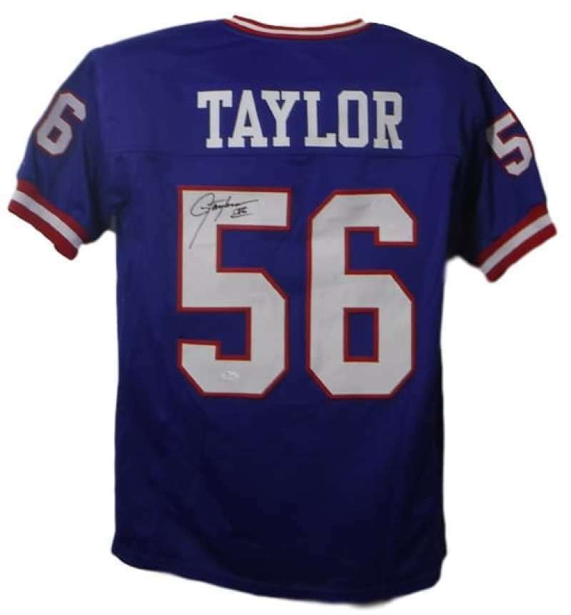 Lawrence Taylor Autographed New York Giants Custom Size XL Blue Jersey (Name Only on #5) JSA