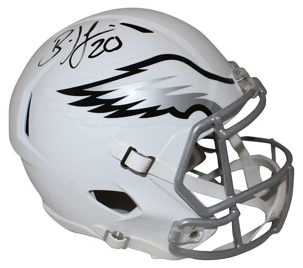 Brian Dawkins Signed Philadelphia Eagles Flat White Replica Helmet BAS