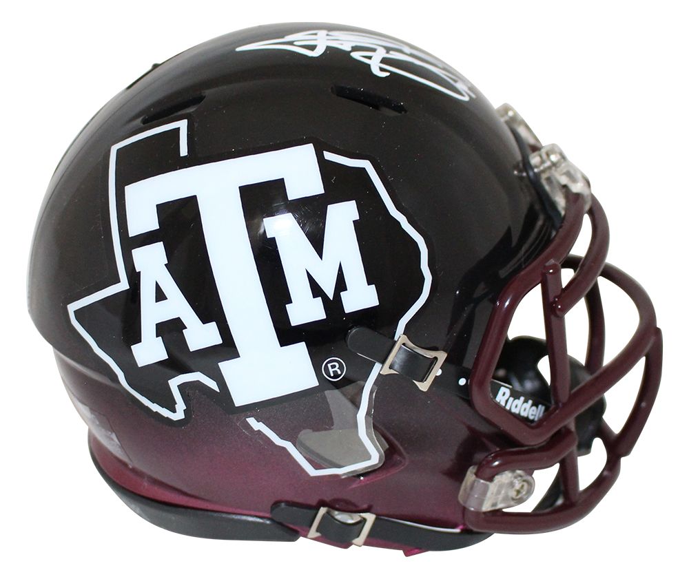 Johnny Manziel Autographed Texas A&amp;M Aggies Black Mini Helmet JSA