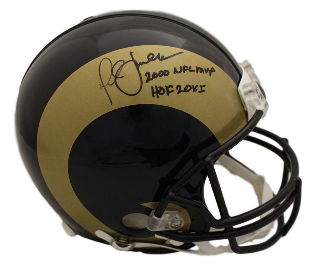 Marshall Faulk Autographed St Louis Rams Proline Helmet 2 Insc BAS