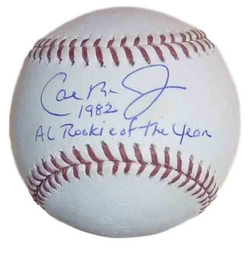 Cal Ripken Autographed OML Baseball w/1982 AL Rookie of the Year Baltimore Orioles