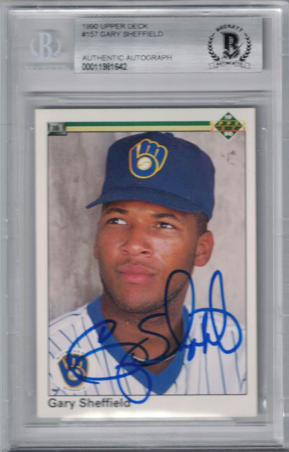 Gary Sheffield Signed Milwaukee Brewers 1990 Upper Deck Trading Card BAS