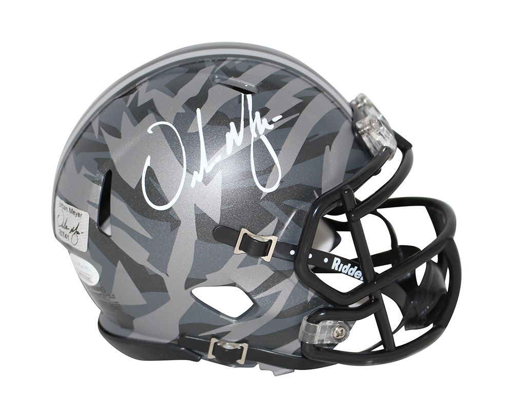 Urban Meyer Autographed Ohio State Buckeyes Camo Mini Helmet JSA