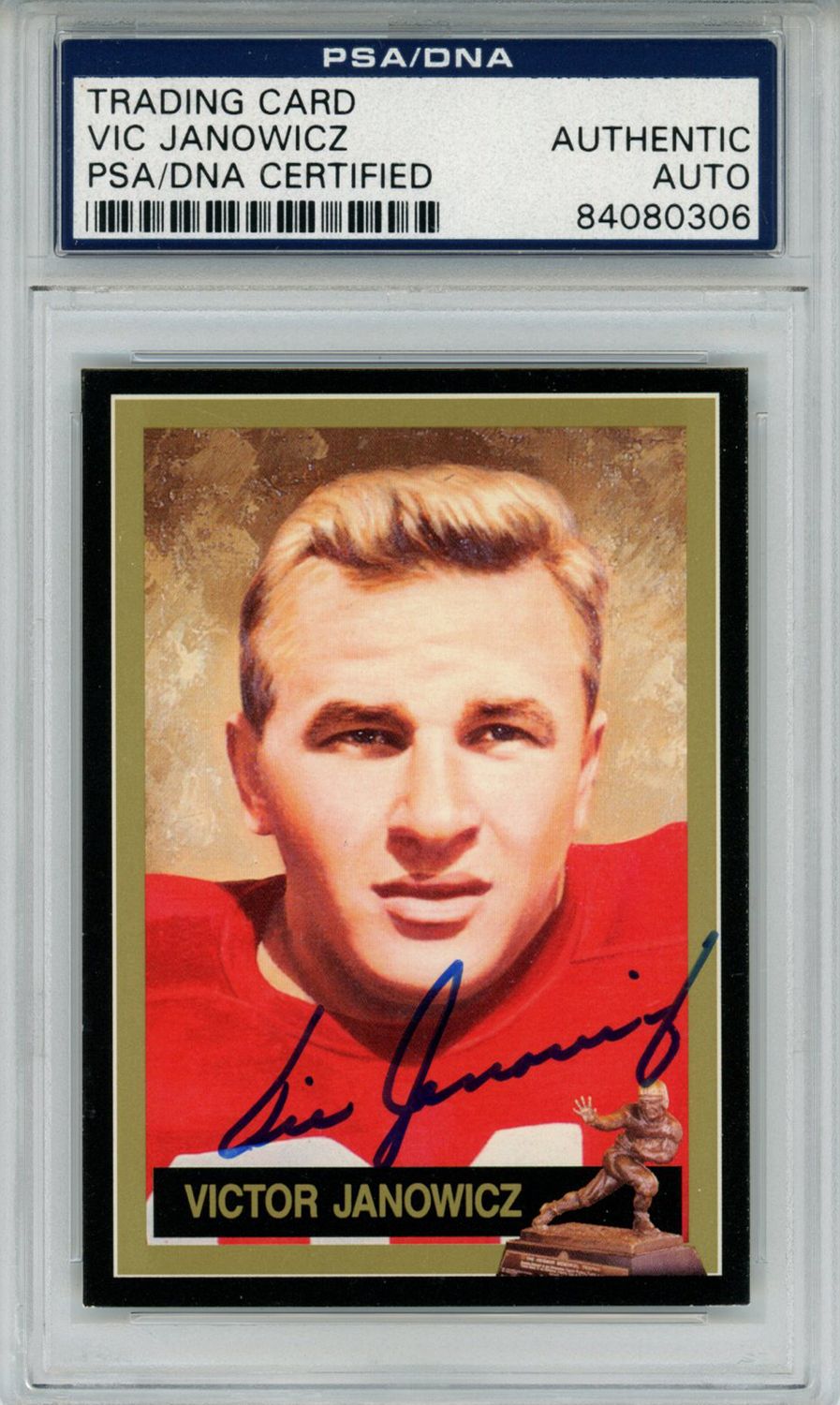 Vic Janowicz Autographed 1991 Downtown Athletic Club #16 Card PSA Slab