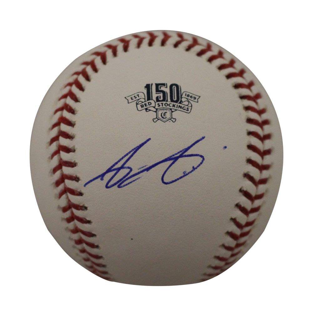 Aristides Aquino Autographed Cincinnati Reds 150th Anniversay Baseball BAS