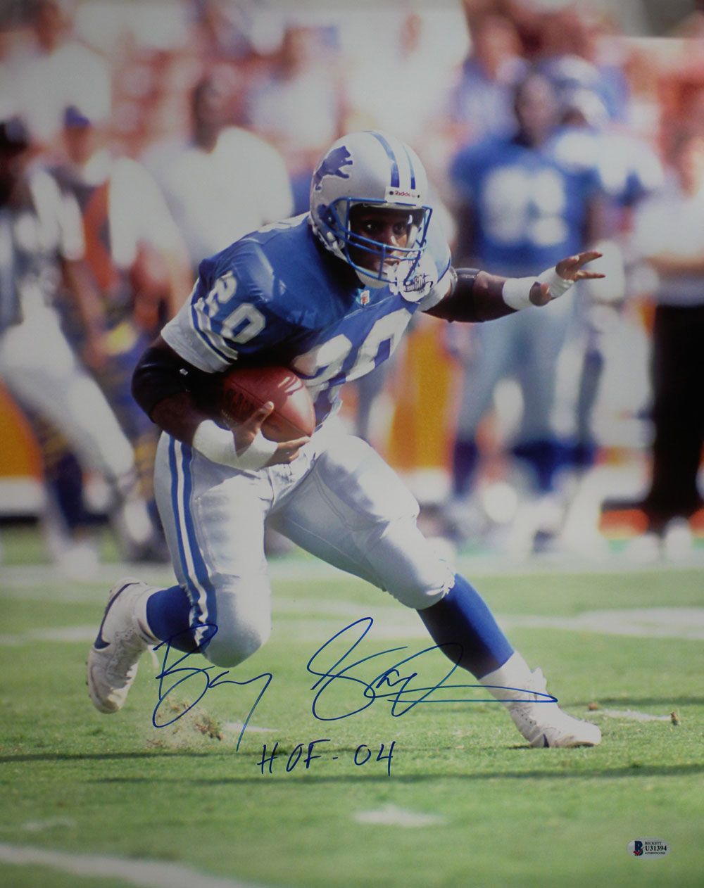 Barry Sanders Autographed/Signed Detroit Lions 16x20 Photo HOF BAS
