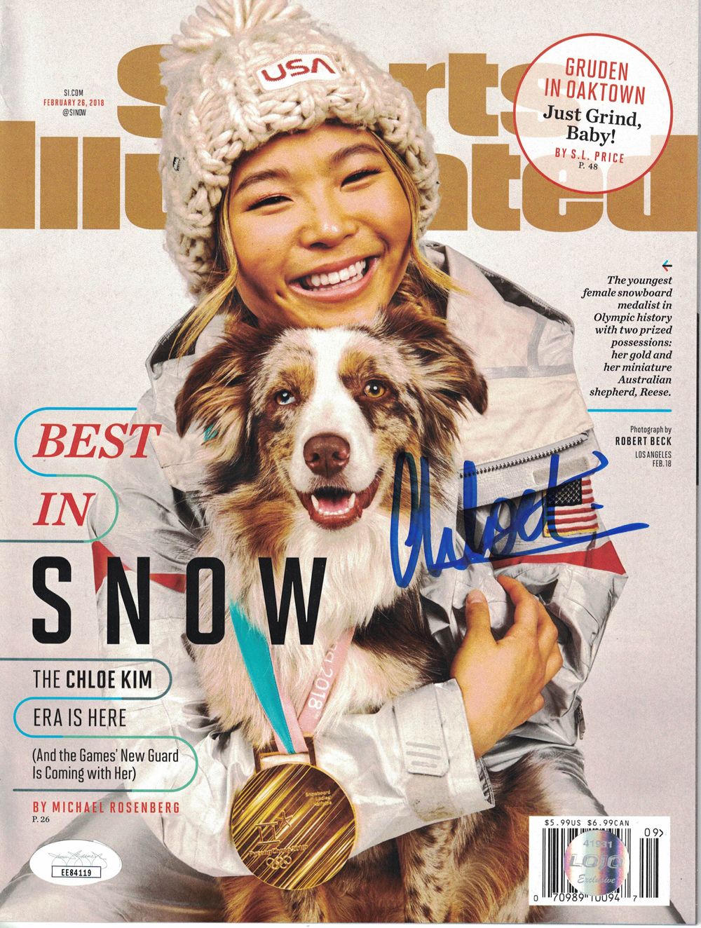 Chloe Kim Signed Olympic Snowboarding Sports Illustrated 2/26/2018 JSA
