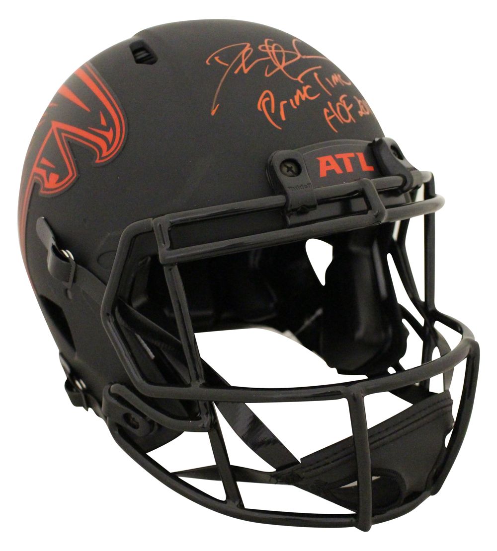 Deion Sanders Signed Atlanta Falcons Authentic Eclipse Helmet 2 Insc BAS
