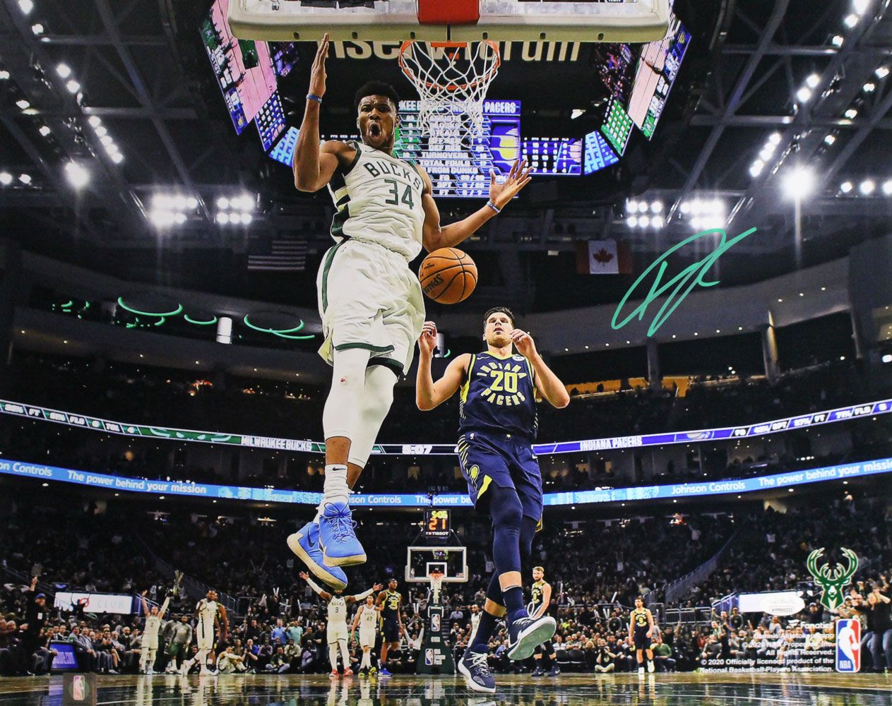 Giannis Antetokounmpo Autographed Milwaukee Bucks 16x20 Photo JSA PF