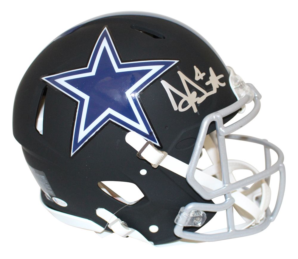 Dak Prescott Autographed Dallas Cowboys Authentic Black Matte Helmet JSA