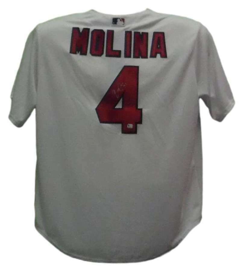 Yadier Molina Autographed St Louis Cardinals Majestic White Replica Jersey BAS