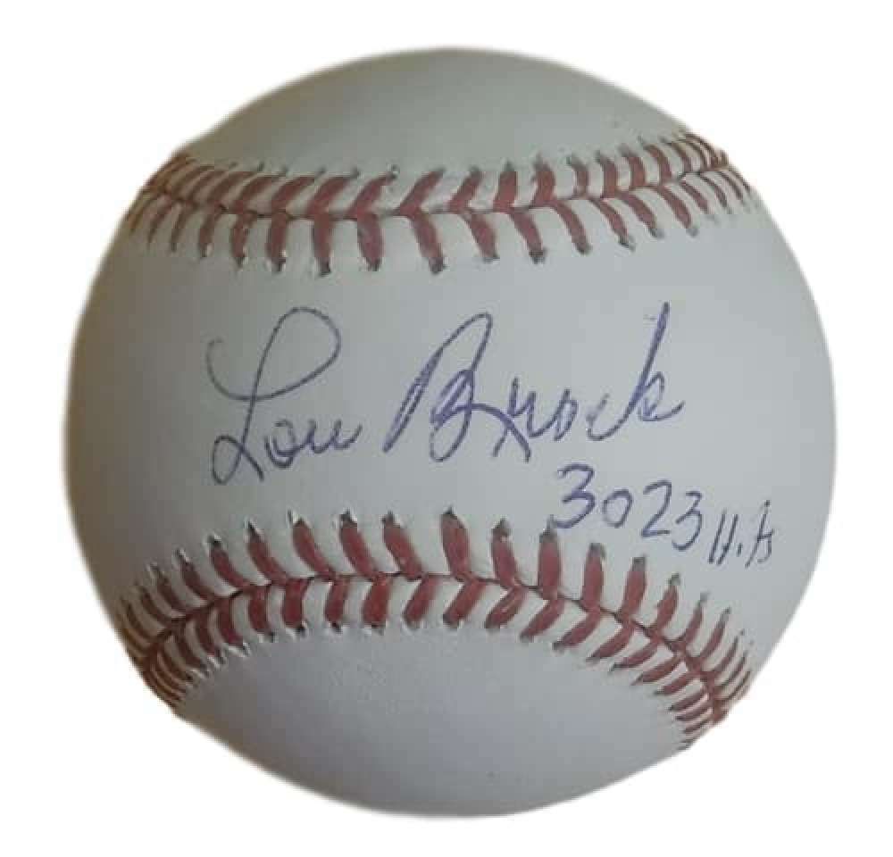 Lou Brock Autographed St. Louis Cardinals OML Baseball 3023 Hits JSA