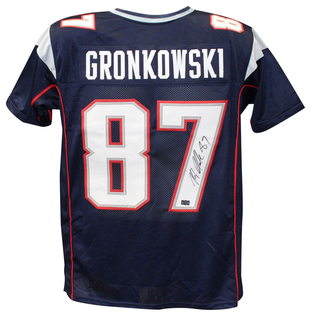 Rob Gronkowski Autographed/Signed Pro Style Blue XL Jersey RAD