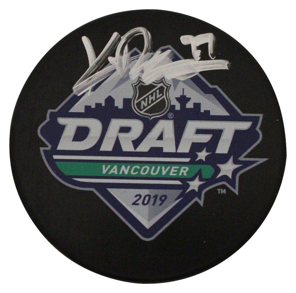 Kirby Dach Autographed Chicago Blackhawks 2019 NHL Draft Puck FAN