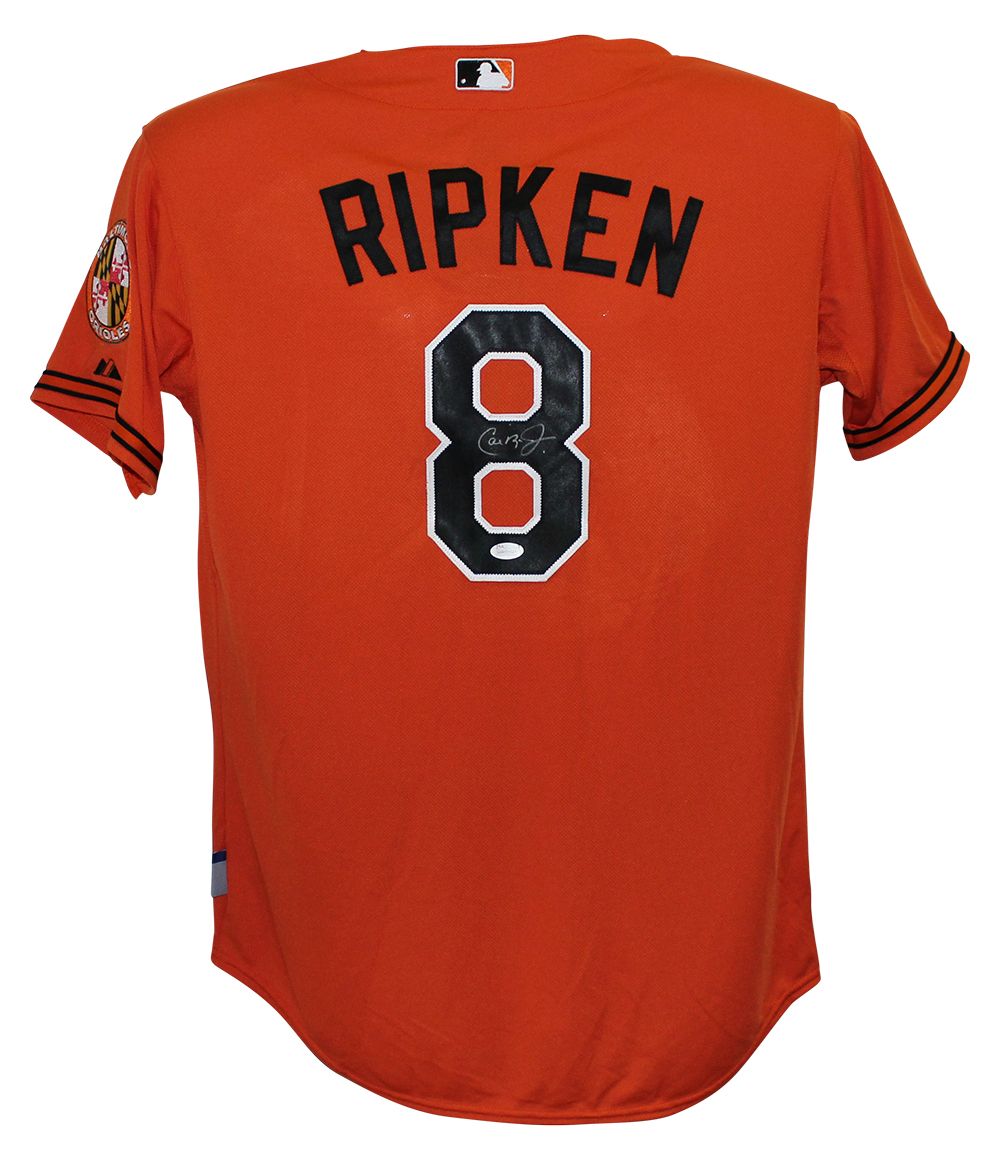 Cal Ripken Jr Autographed Baltimore Orioles Majestic Orange 48 Jersey JSA