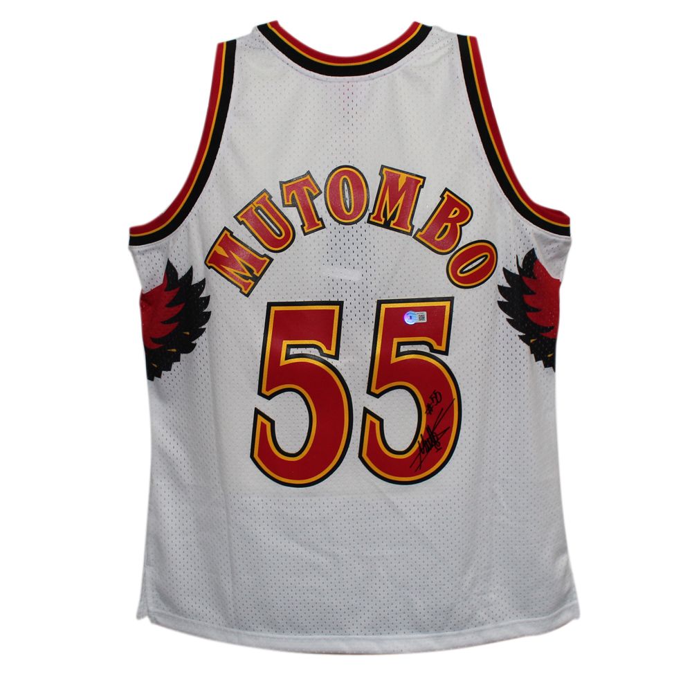 Dikembe Mutombo Signed Atlanta Hawks Mitchell &amp; Ness XL Jersey Beckett