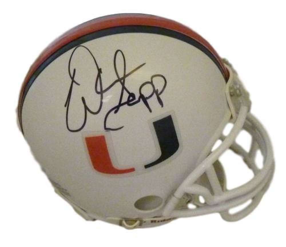 Warren Sapp Autographed Miami Hurricanes Riddell Mini Helmet JSA
