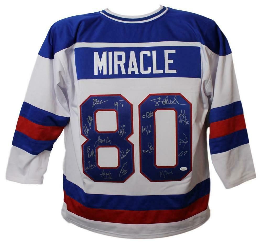 1980 USA Miracle on Ice Autographed White XL Jersey 18 Sigs JSA
