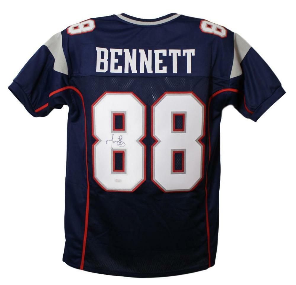 Martellus Bennett Autographed New England Patriots Blue XL Jersey JSA