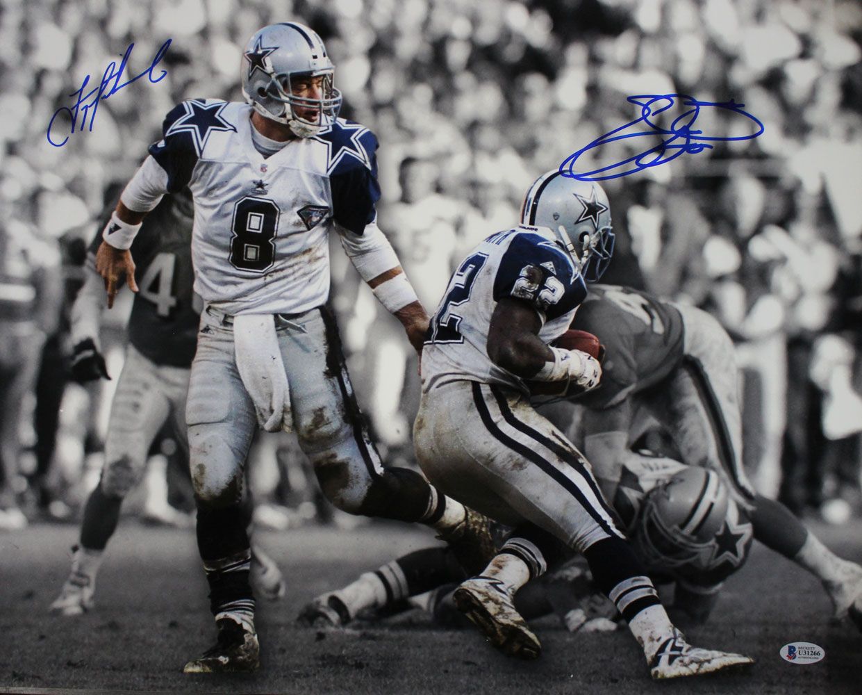 Troy Aikman &amp; Emmitt Smith Signed Dallas Cowboys 16x20 Photo BAS