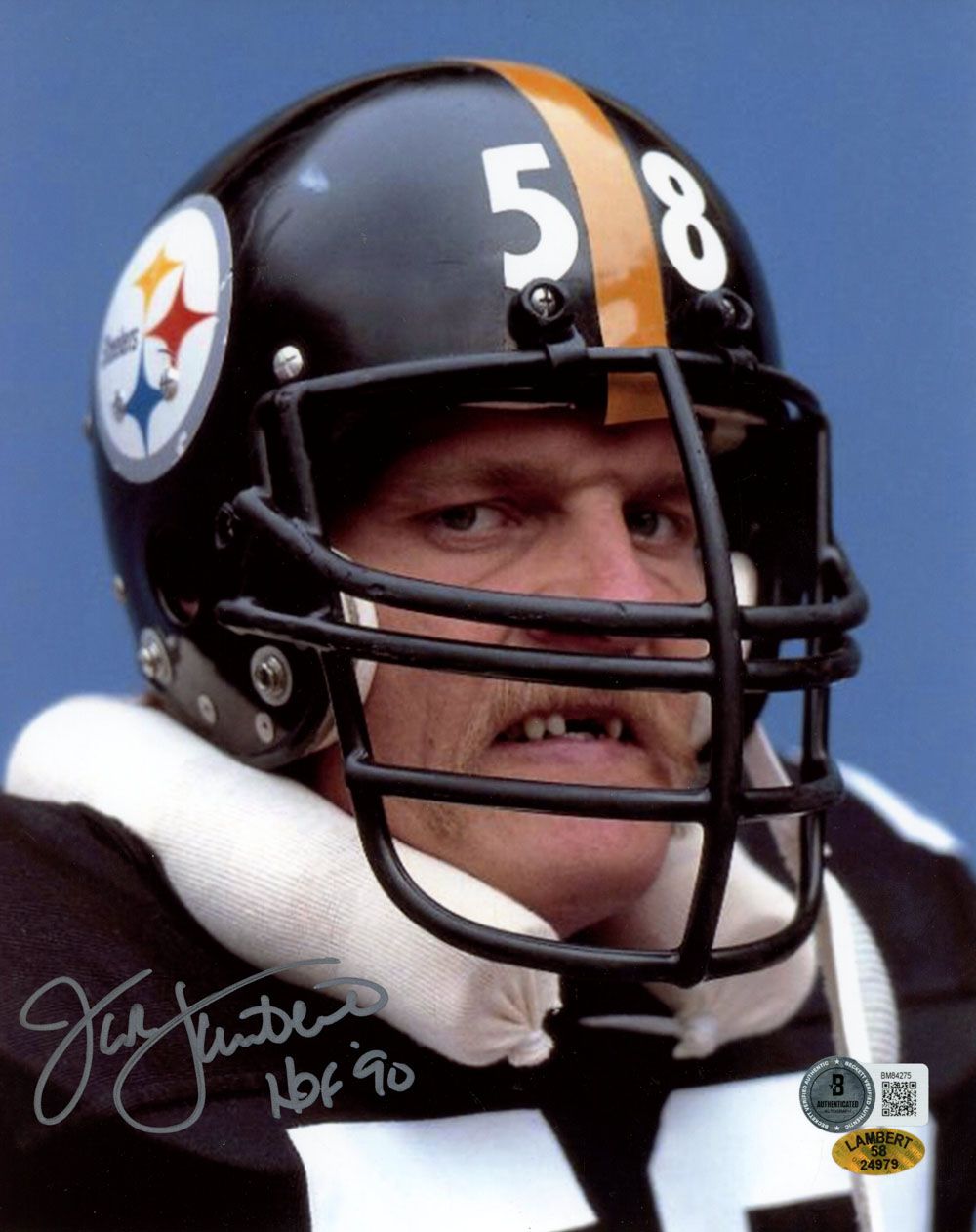 Jack Lambert Signed Pittsburgh Steelers 8x10 Photo HOF Beckett 45525
