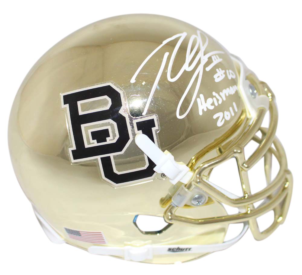 Robert Griffin III Autographed Baylor Bears Chrome Mini Helmet Heisman BAS