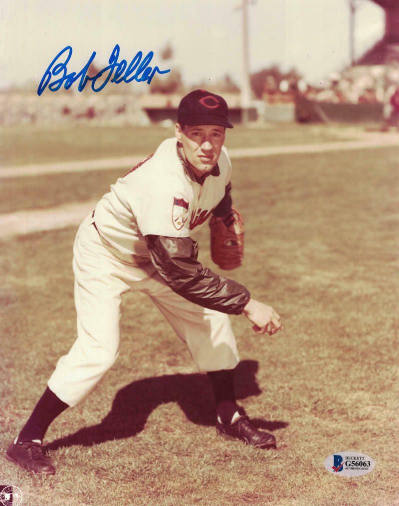 Bob Feller Autographed Cleveland Indians 8x10 Photo (Follow Through)