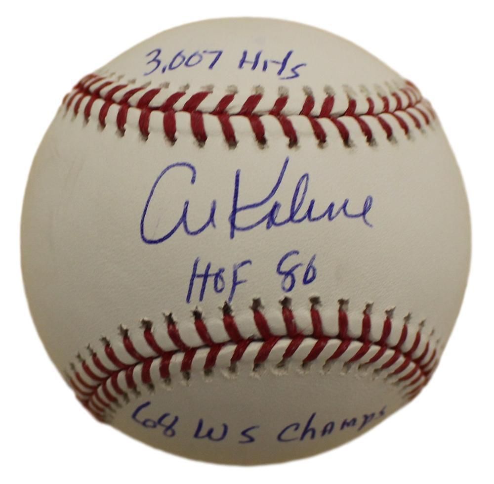 Al Kaline Autographed Detroit Tigers OML Baseball 3 Insc JSA