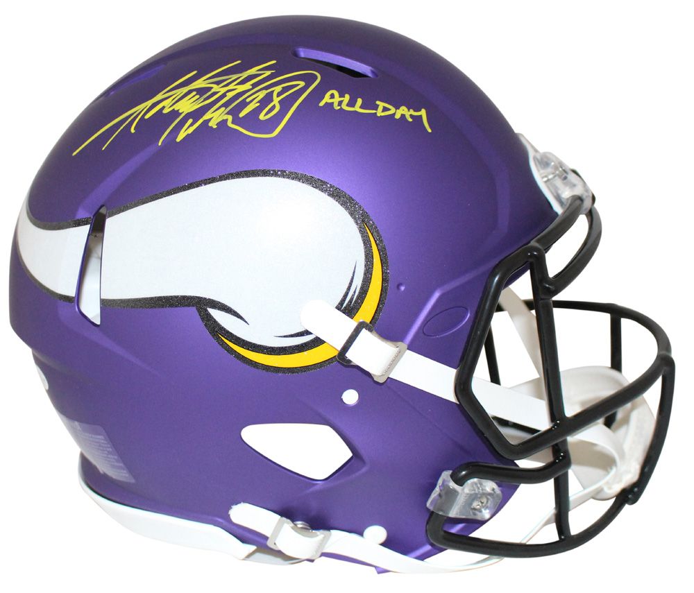 Adrian Peterson Signed Minnesota Vikings Authentic Speed Helmet Insc BAS