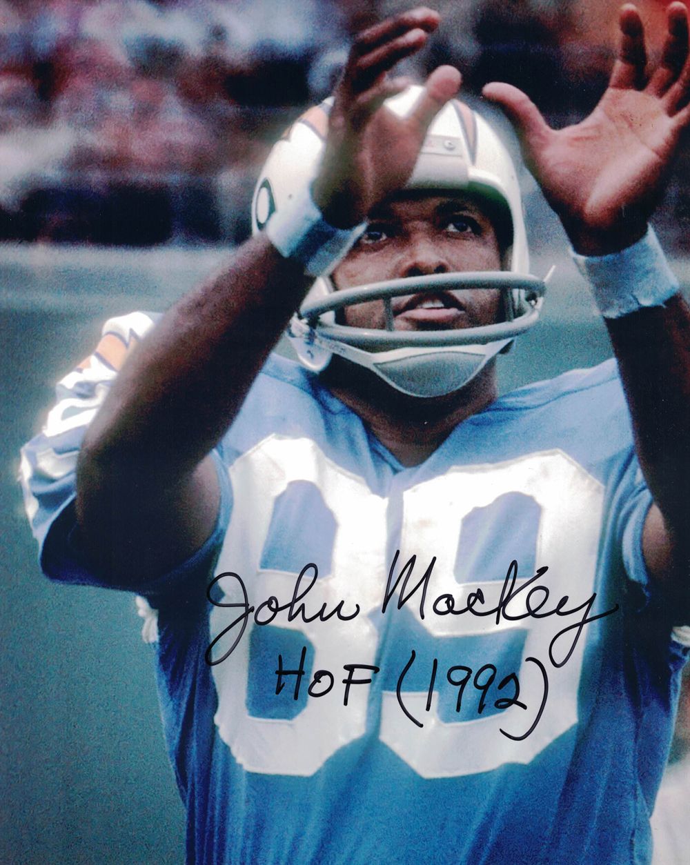 John Mackey Autographed/Signed San Diego Chargers 8x10 Photo HOF