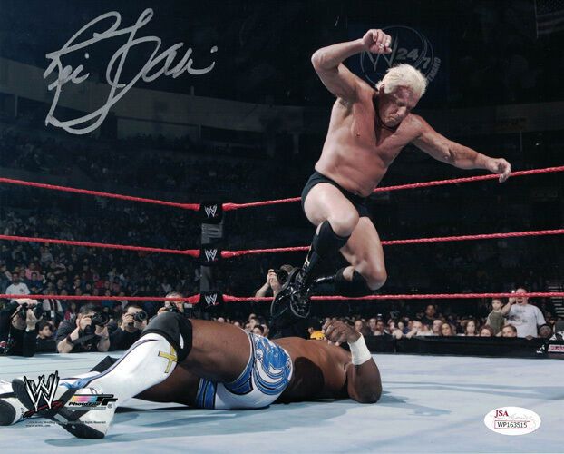Ric Flair Autographed WWE Wrestling 8x10 Photo (Stomping) JSA