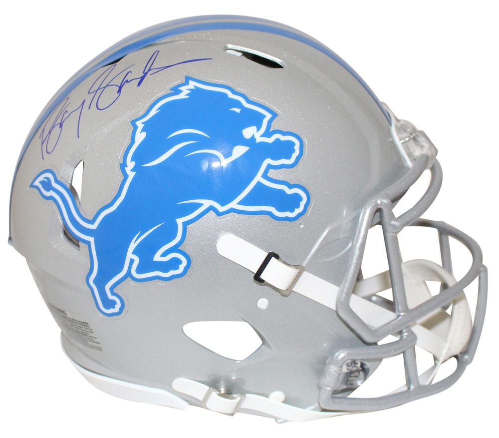 Barry Sanders Autographed Detroit Lions Authentic Speed Helmet BAS