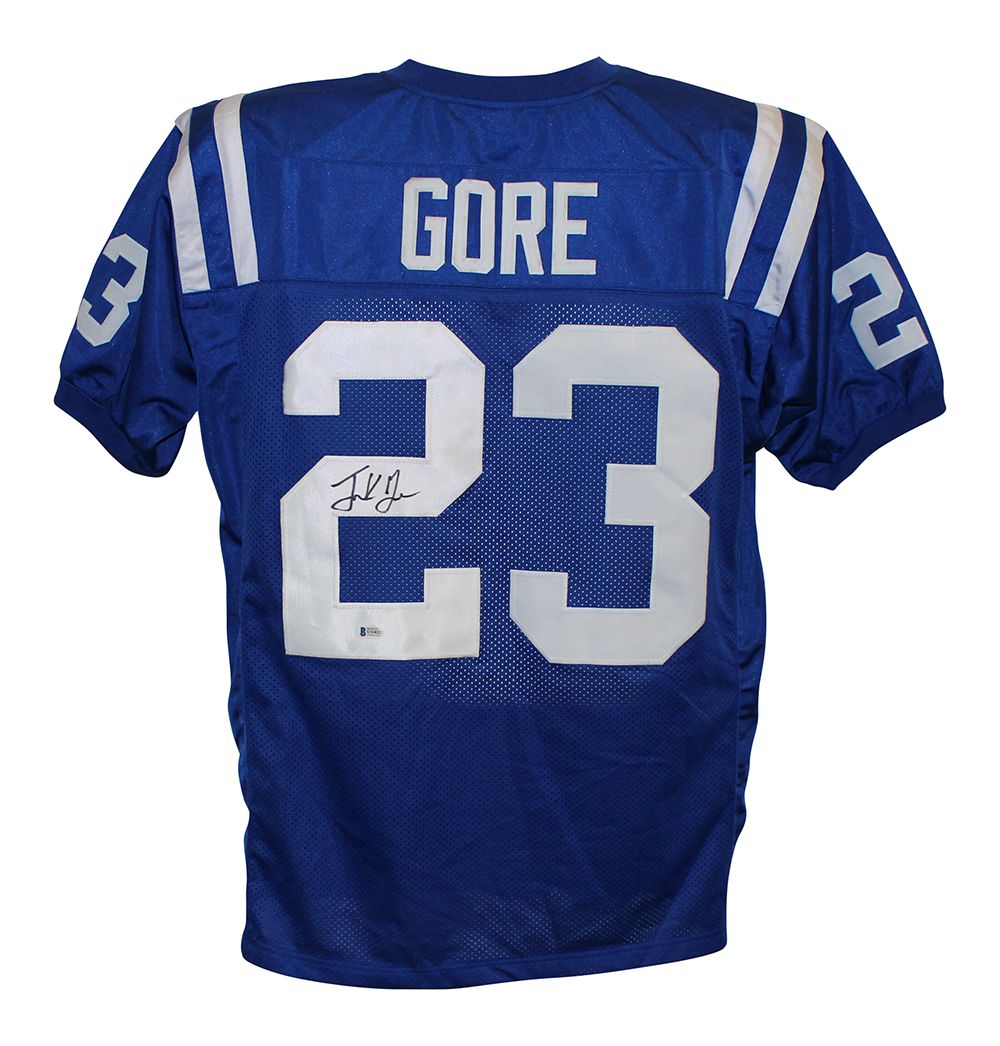 Frank Gore Autographed/Signed Pro Style Blue XL Jersey BAS