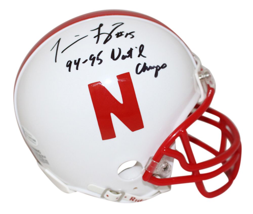 Tommie Frazier Autographed Nebraska Cornhuskers Mini Helmet Champs BAS