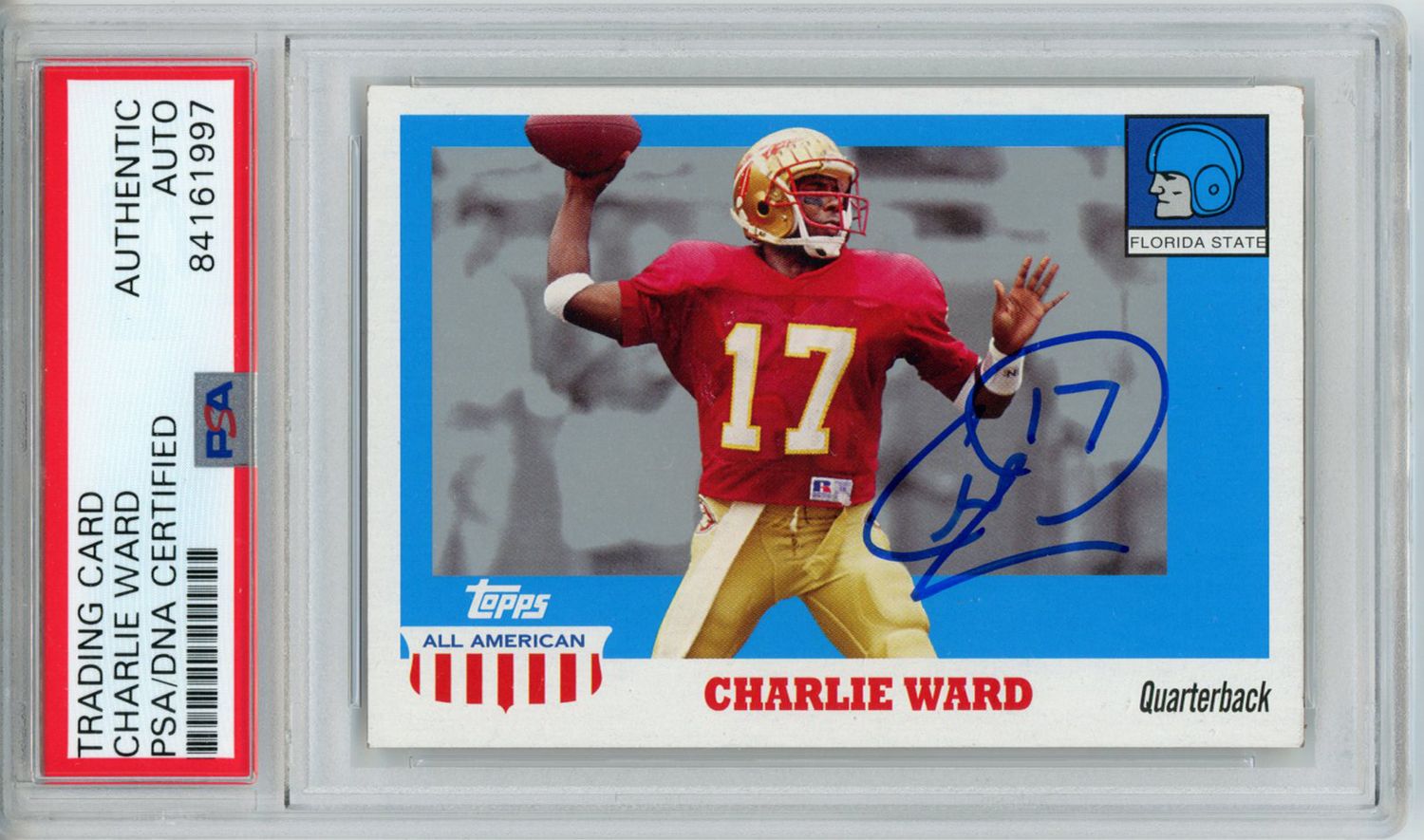 Charlie Ward Autographed 2005 Topps All American Trading Card PSA Slab