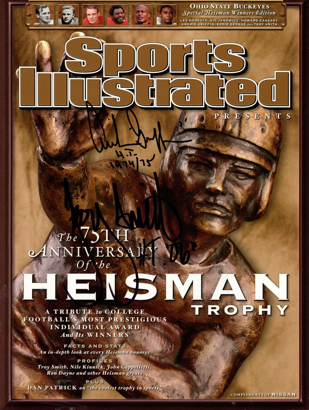 Archie Griffin &amp; Troy Smith Sports Illustrated 75th Heisman Magazine HT BAS