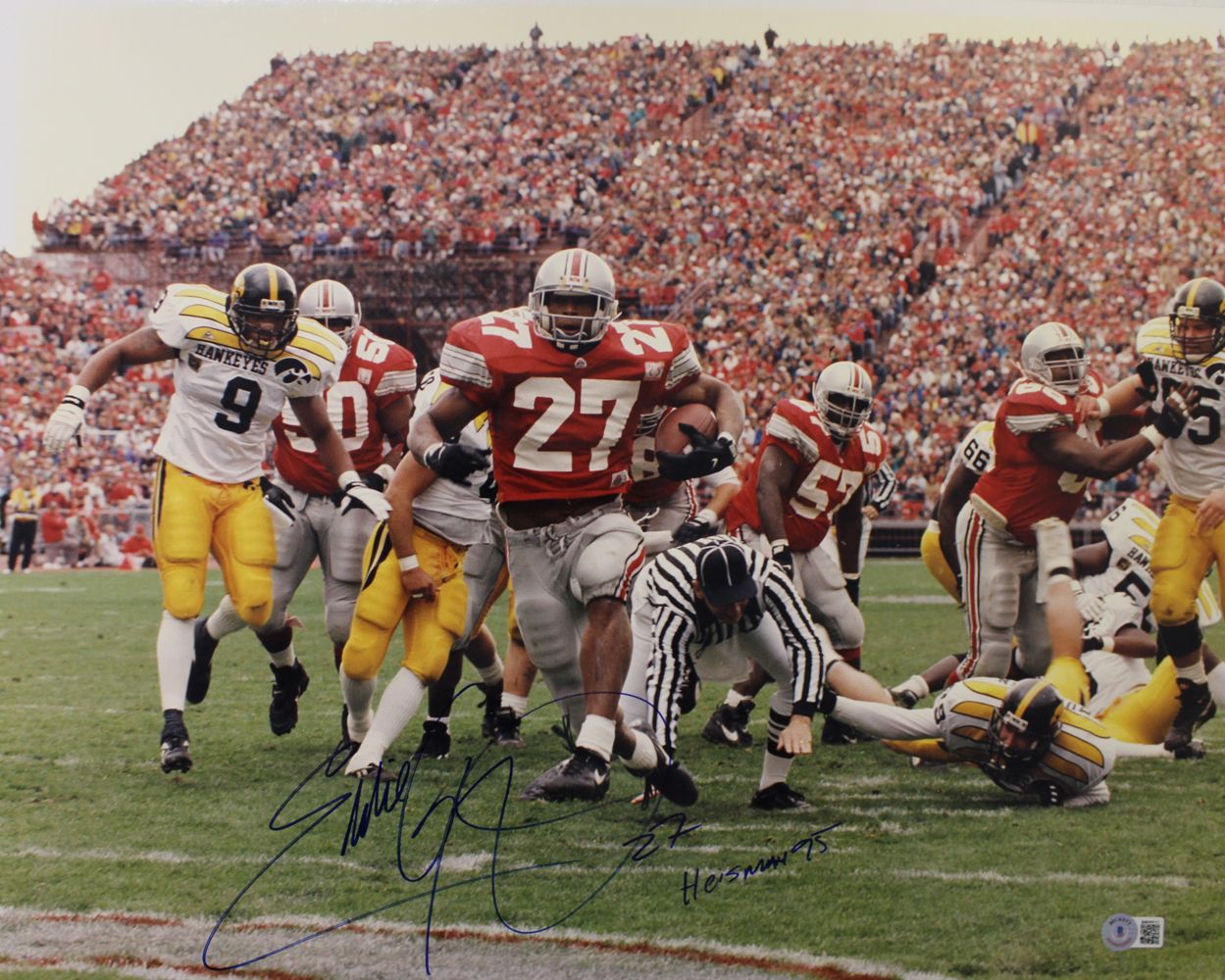 Eddie George Signed Ohio State Buckeyes Dry Mounted 16x20 Photo Beckett