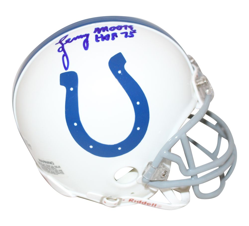Lenny Moore Autographed/Signed Baltimore Colts Mini Helmet HOF BAS