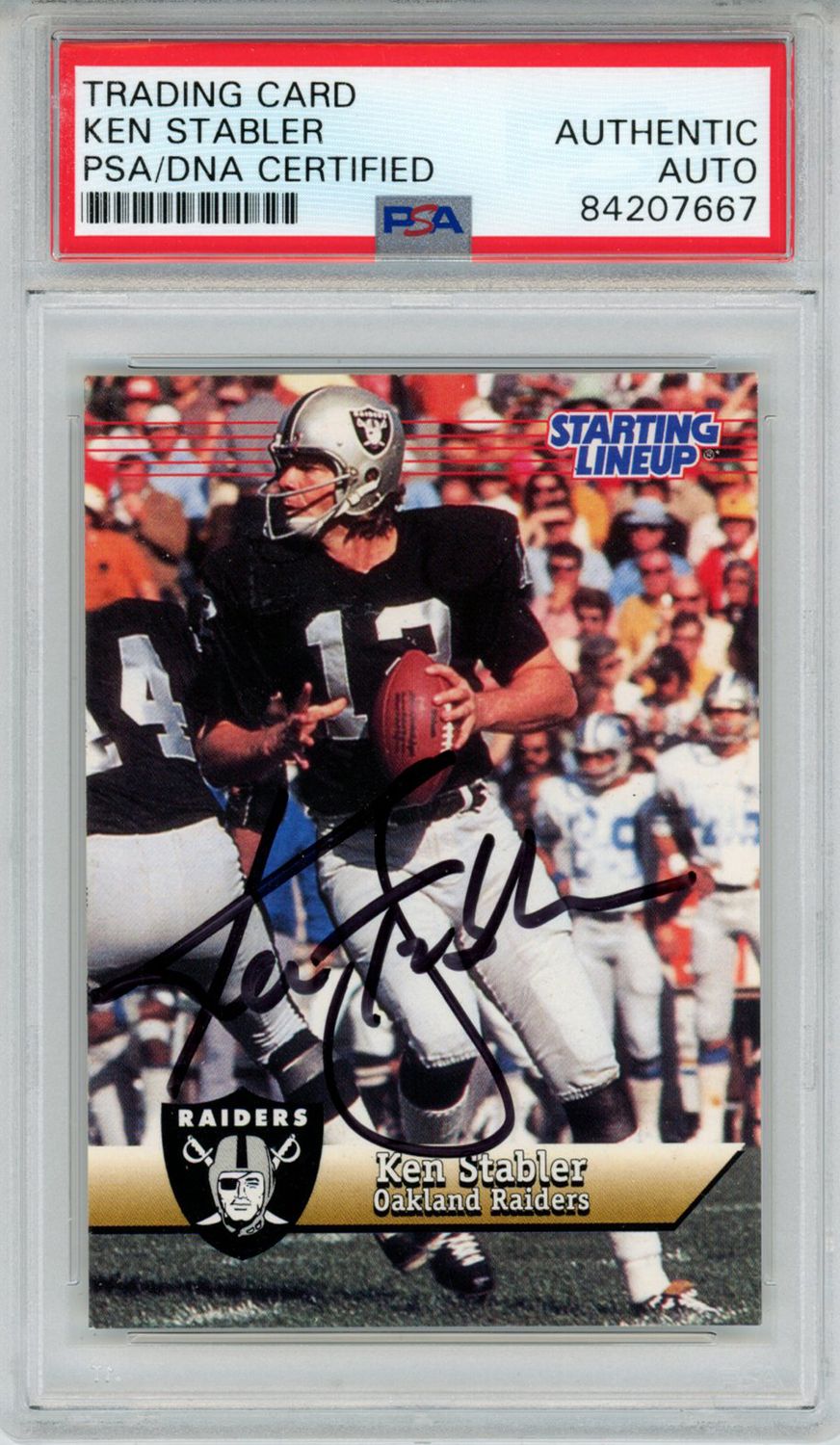 Ken Stabler Autographed 1999 Starting Lineup Hasbro Trading Card PSA Slab