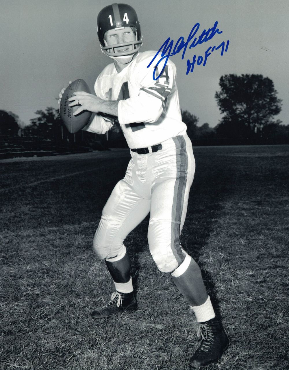 YA Tittle Autographed/Signed New York Giants 8x10 Photo HOF