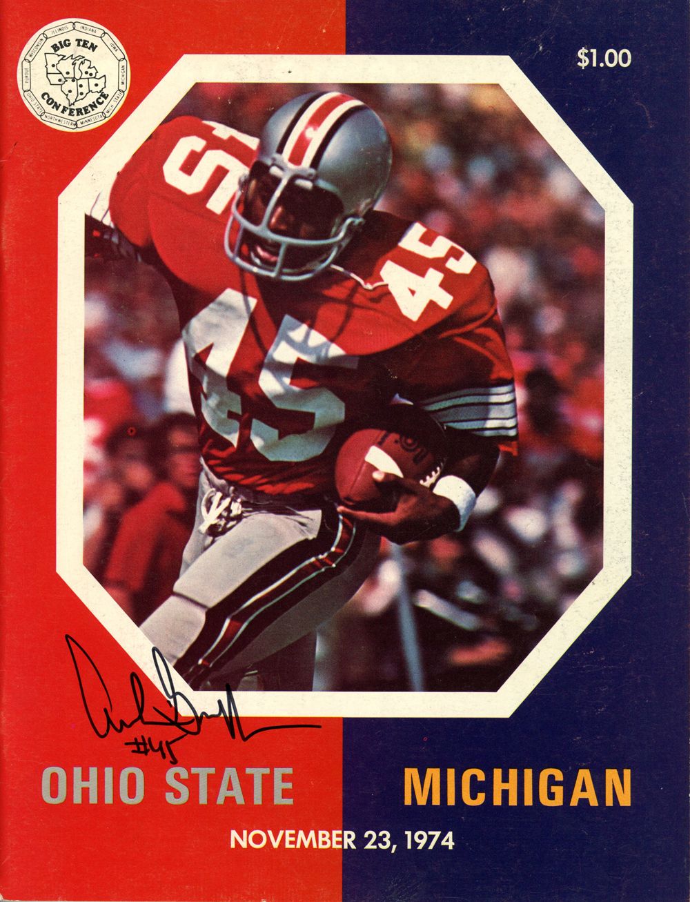 Archie Griffin Autographed 1974 Ohio State vs Michigan Magazine JSA