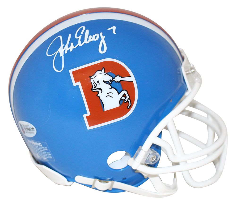 John Elway Autographed/Signed Denver Broncos D Logo Mini Helmet BAS